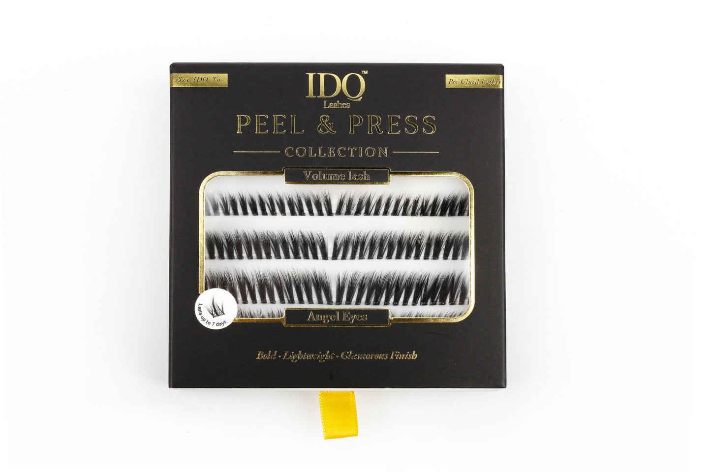 IDO Peel & Press eyelash collection packaging on a white background