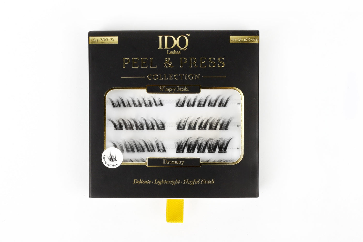 IDO Lashes packaging with false eyelashes on a white background