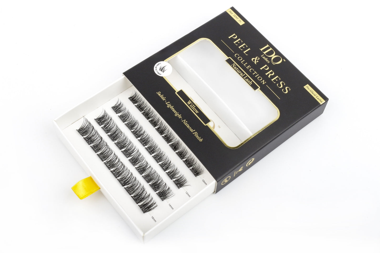Box of false eyelashes with a white background