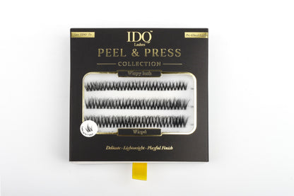 IDO Peel & Press eyelash collection packaging on a white background