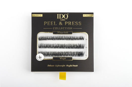 IDO Peel & Press eyelash collection packaging on a white background